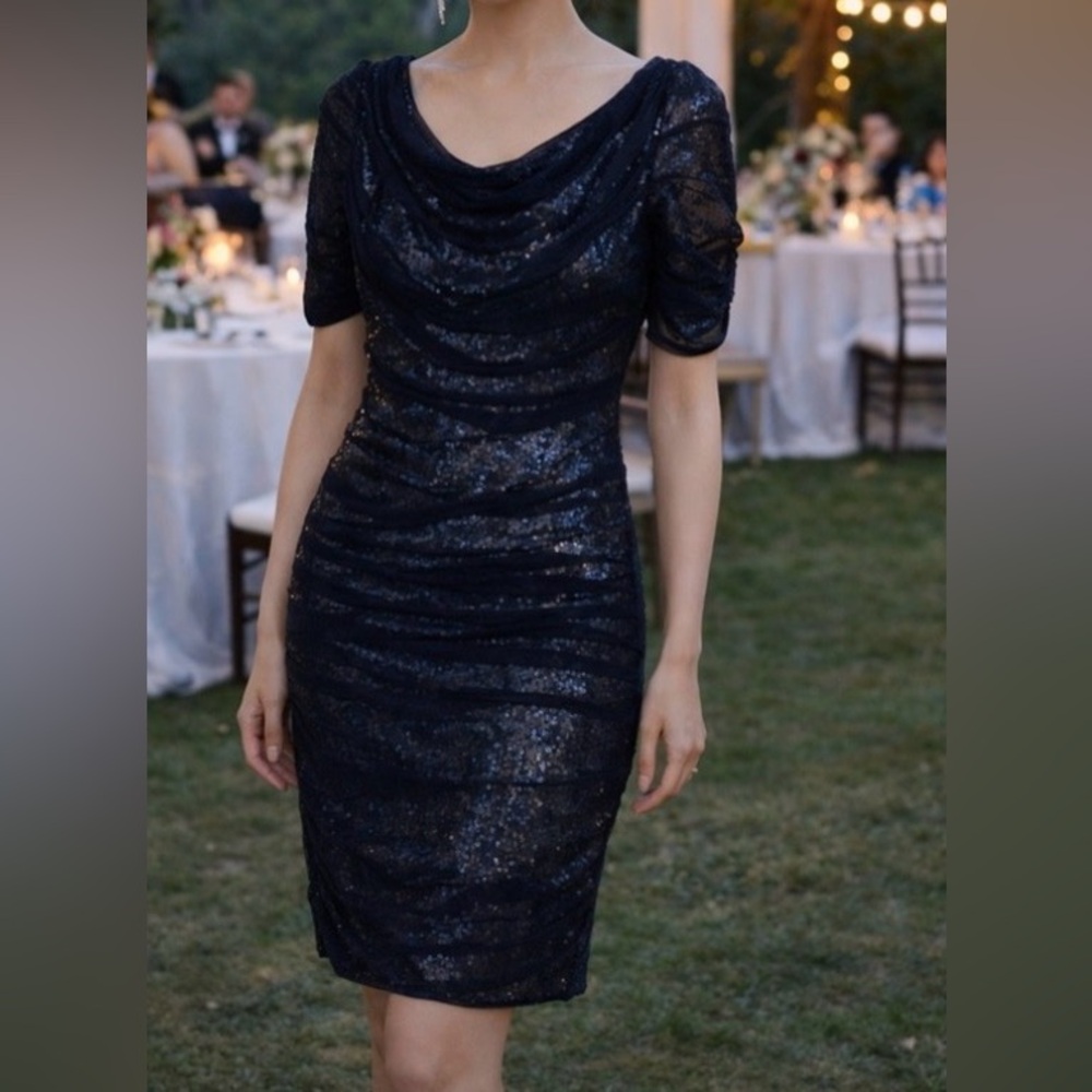 Navy Blue Sequin Dress